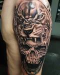 skull and lion head dress 